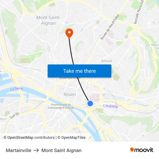 Martainville to Mont Saint Aignan map