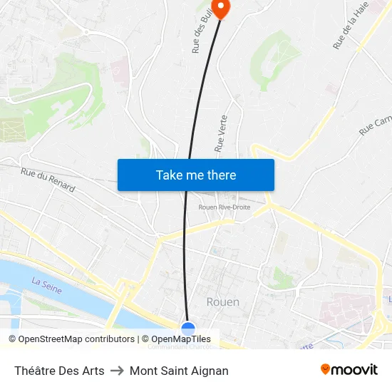 Théâtre Des Arts to Mont Saint Aignan map