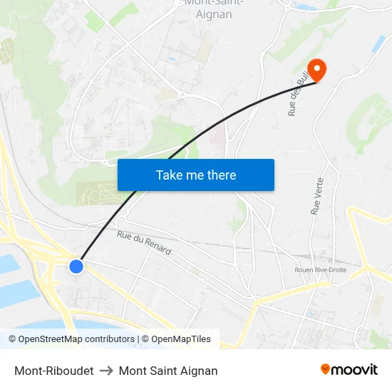 Mont-Riboudet to Mont Saint Aignan map
