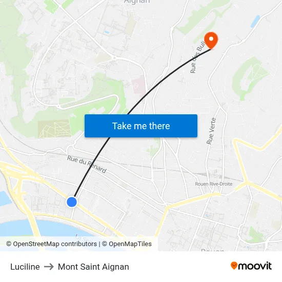 Luciline to Mont Saint Aignan map