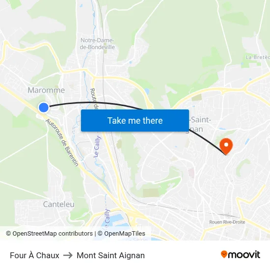 Four À Chaux to Mont Saint Aignan map