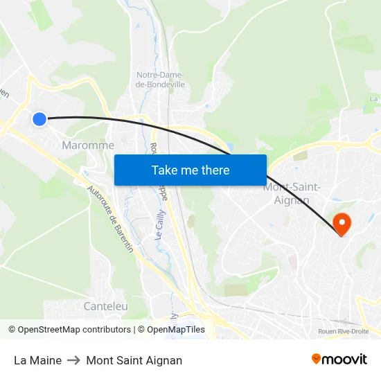 La Maine to Mont Saint Aignan map