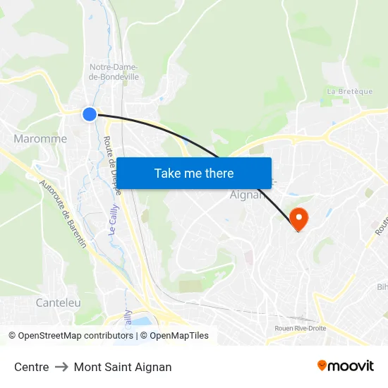 Centre to Mont Saint Aignan map