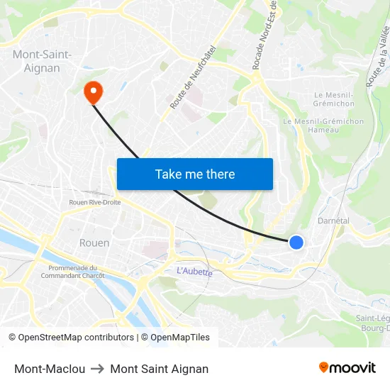 Mont-Maclou to Mont Saint Aignan map