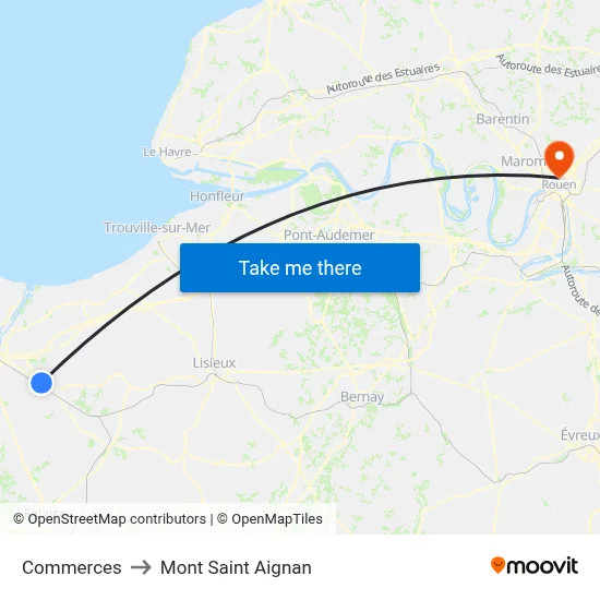 Commerces to Mont Saint Aignan map