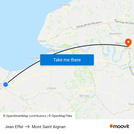 Jean Effel to Mont Saint Aignan map