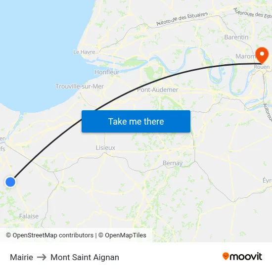 Mairie to Mont Saint Aignan map