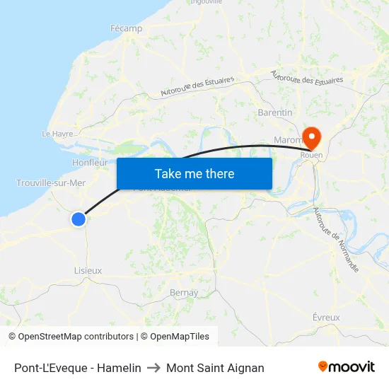 Pont-L'Eveque - Hamelin to Mont Saint Aignan map