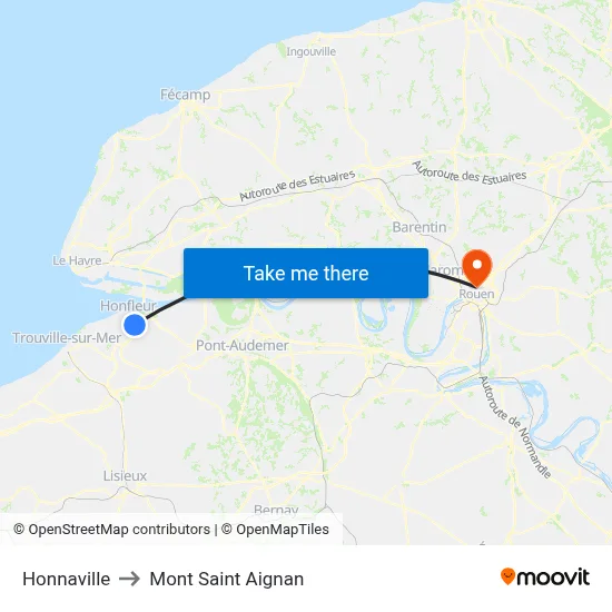 Honnaville to Mont Saint Aignan map
