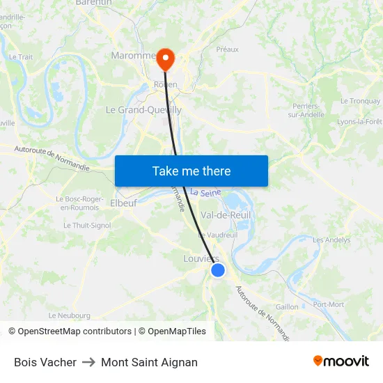 Bois Vacher to Mont Saint Aignan map