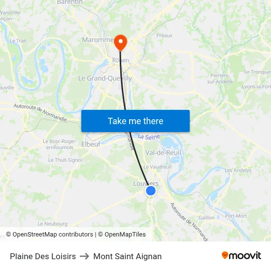 Plaine Des Loisirs to Mont Saint Aignan map