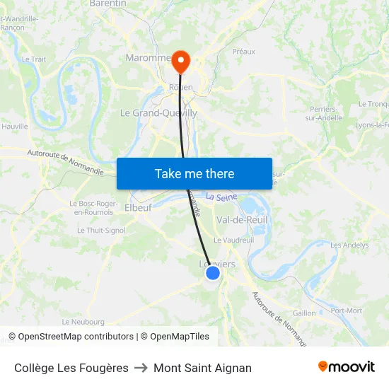 Collège Les Fougères to Mont Saint Aignan map