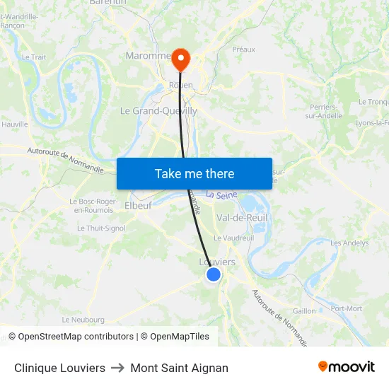 Clinique Louviers to Mont Saint Aignan map