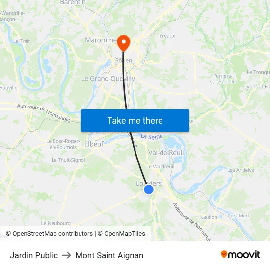 Jardin Public to Mont Saint Aignan map