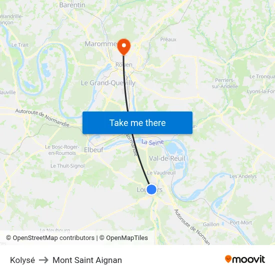 Kolysé to Mont Saint Aignan map