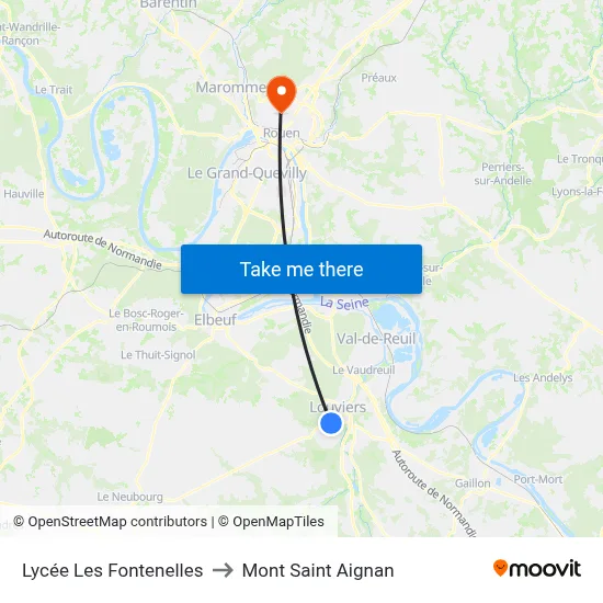Lycée Les Fontenelles to Mont Saint Aignan map