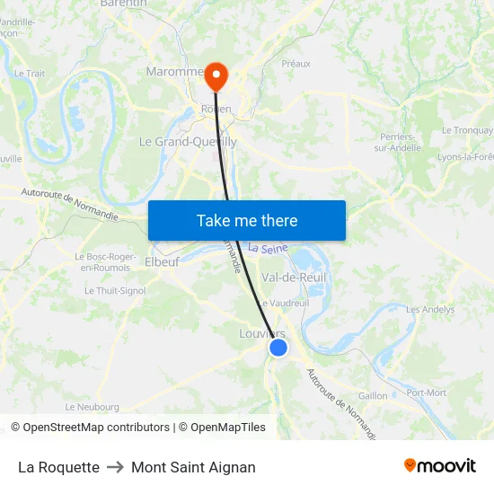 La Roquette to Mont Saint Aignan map
