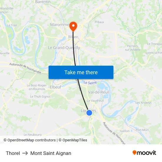 Thorel to Mont Saint Aignan map