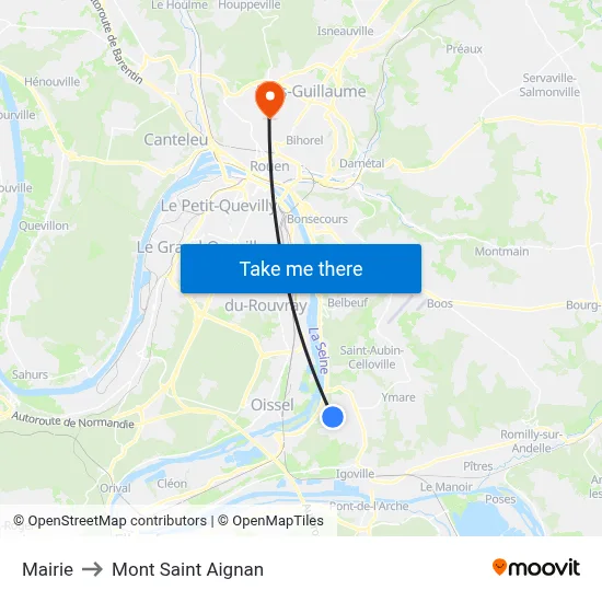 Mairie to Mont Saint Aignan map