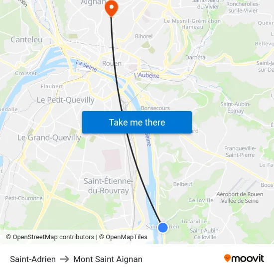 Saint-Adrien to Mont Saint Aignan map