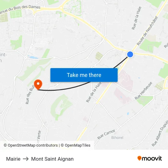 Mairie to Mont Saint Aignan map