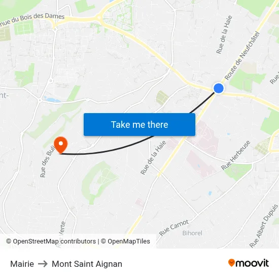 Mairie to Mont Saint Aignan map