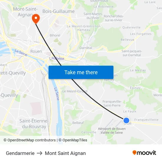 Gendarmerie to Mont Saint Aignan map