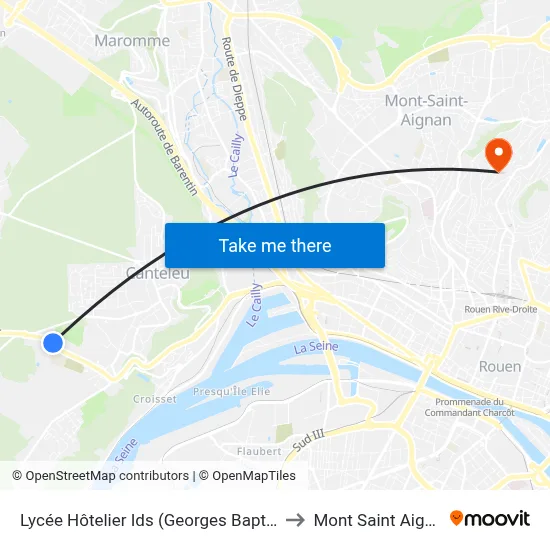 Lycée Hôtelier Ids (Georges Baptiste) to Mont Saint Aignan map