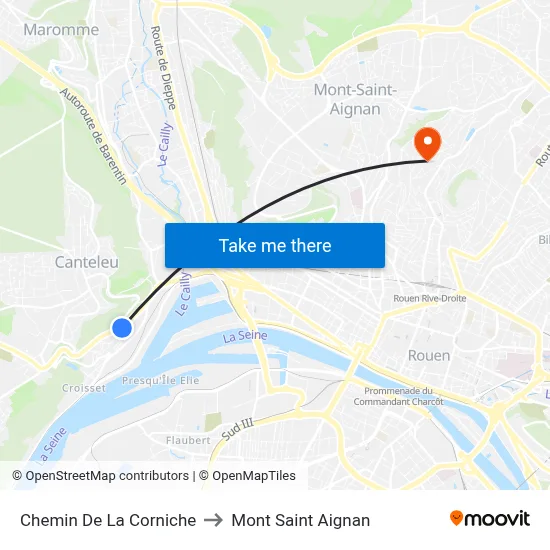 Chemin De La Corniche to Mont Saint Aignan map
