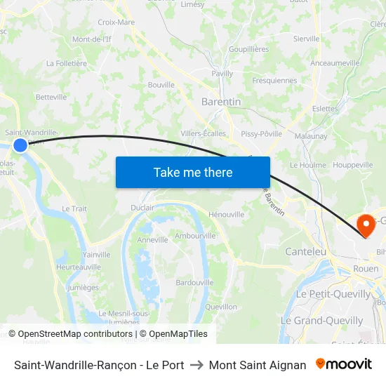 Saint-Wandrille-Rançon - Le Port to Mont Saint Aignan map