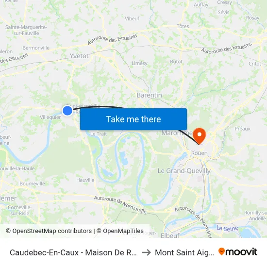 Caudebec-En-Caux - Maison De Retraite to Mont Saint Aignan map