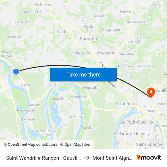 Saint-Wandrille-Rançon - Gauvillle to Mont Saint Aignan map