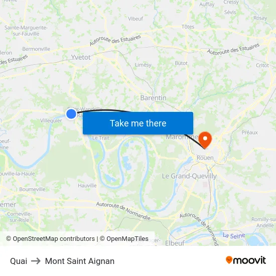 Quai to Mont Saint Aignan map