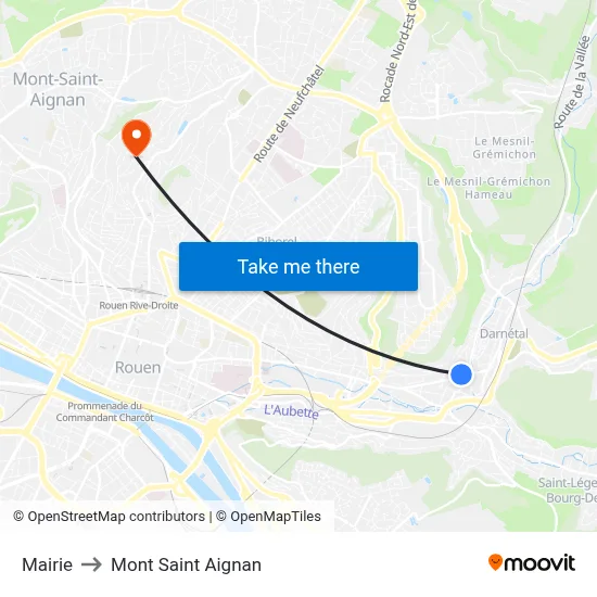 Mairie to Mont Saint Aignan map