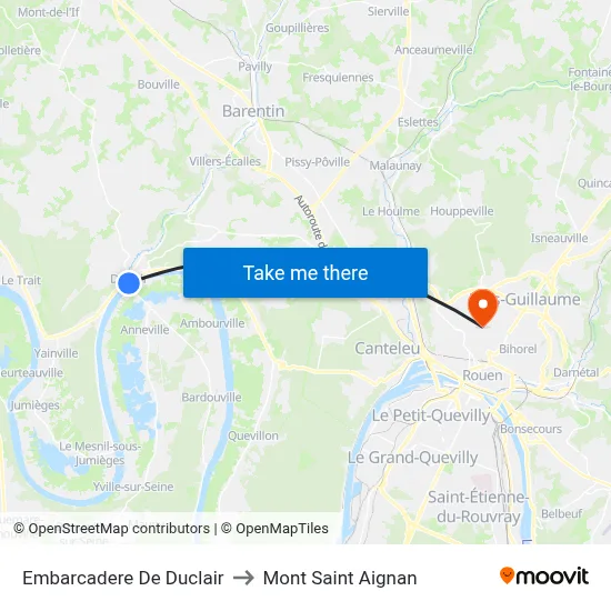 Embarcadere De Duclair to Mont Saint Aignan map