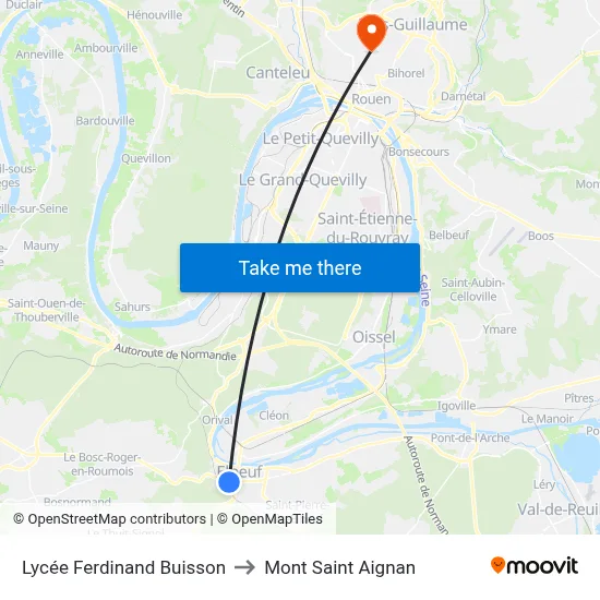 Lycée Ferdinand Buisson to Mont Saint Aignan map