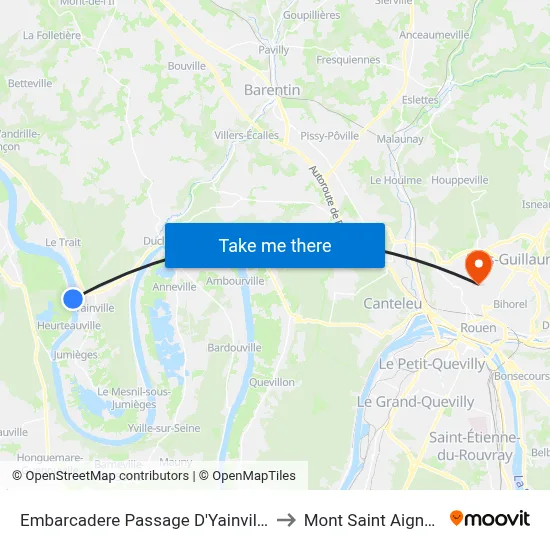 Embarcadere Passage D'Yainville to Mont Saint Aignan map