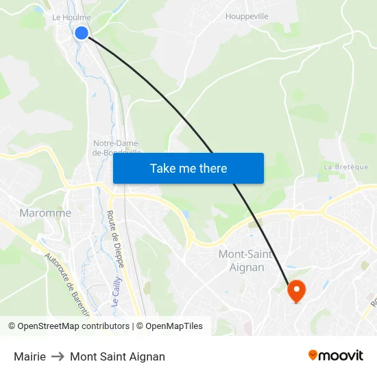 Mairie to Mont Saint Aignan map