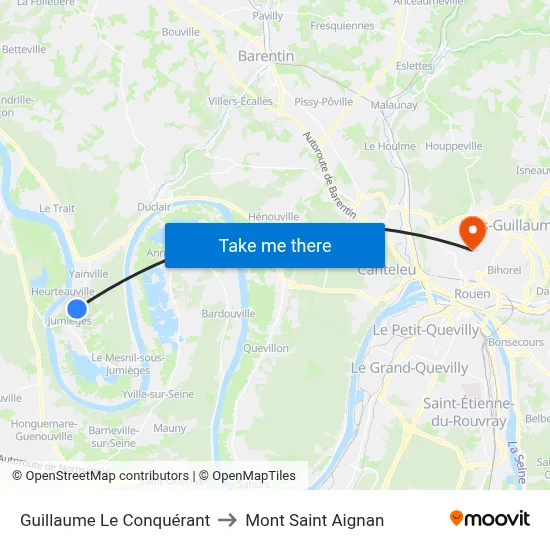 Guillaume Le Conquérant to Mont Saint Aignan map