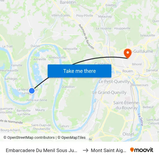 Embarcadere Du Menil Sous Jumiège to Mont Saint Aignan map