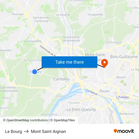 Le Bourg to Mont Saint Aignan map