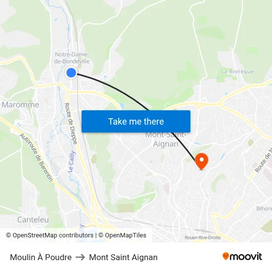 Moulin À Poudre to Mont Saint Aignan map