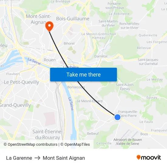 La Garenne to Mont Saint Aignan map