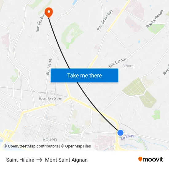 Saint-Hilaire to Mont Saint Aignan map