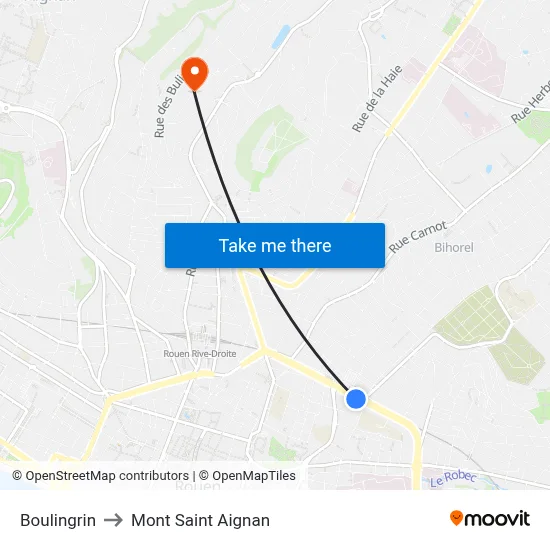 Boulingrin to Mont Saint Aignan map