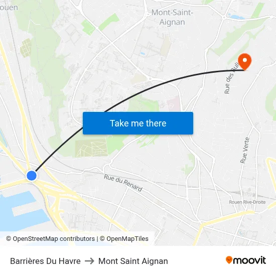 Barrières Du Havre to Mont Saint Aignan map