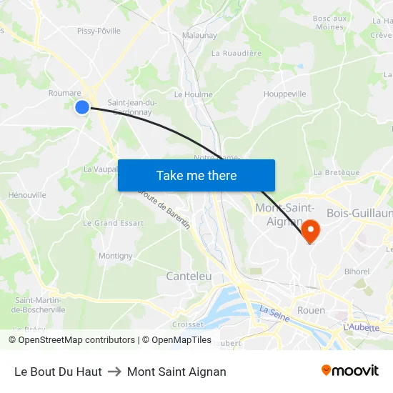 Le Bout Du Haut to Mont Saint Aignan map
