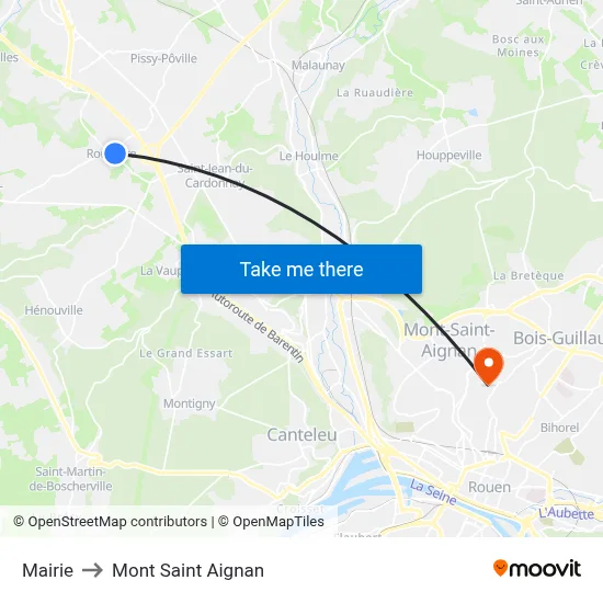Mairie to Mont Saint Aignan map