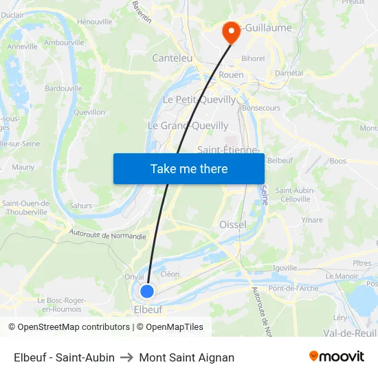 Elbeuf - Saint-Aubin to Mont Saint Aignan map