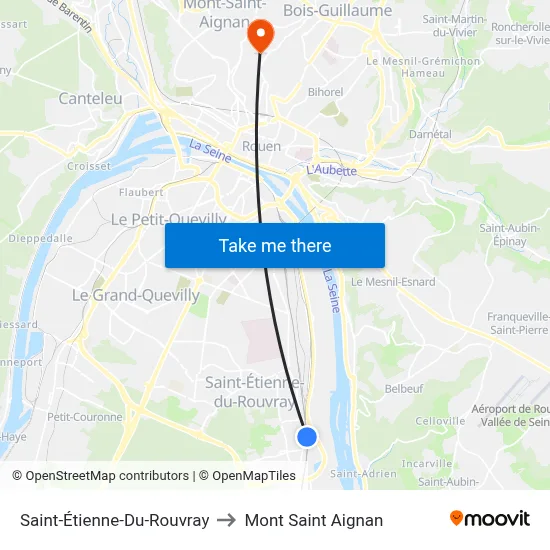 Saint-Étienne-Du-Rouvray to Mont Saint Aignan map